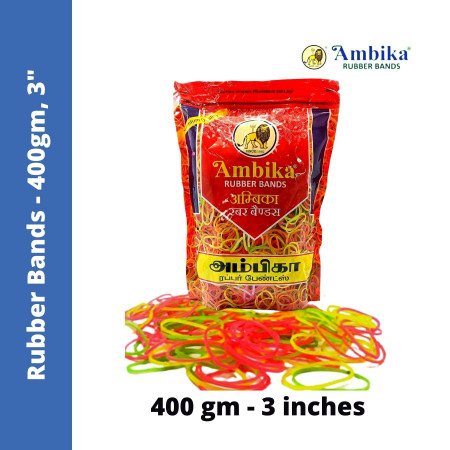 Ambika Rubber Bands - 400 gm, 3 inches