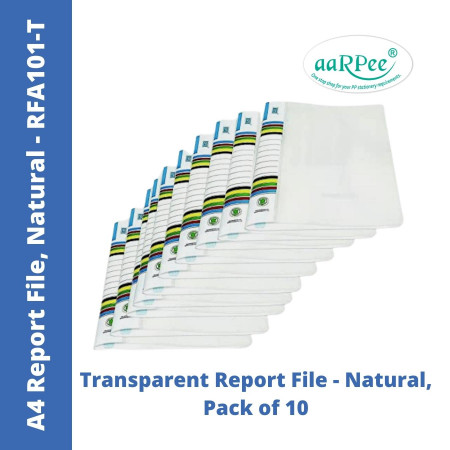 Aarpee A4 Report File (W/O Pocket) - Natural, 0.30 mm, Pack of 10 (RFA101-T)
