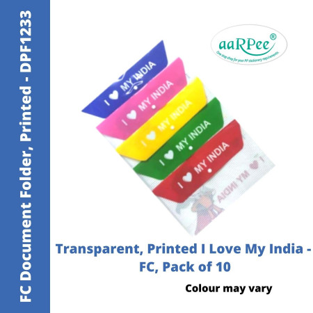 Aarpee FC Document Folder - I Love My India Print, 0.12 mm, Pack of 10 (DPF1233)