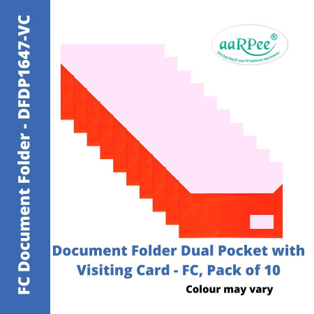 Aarpee FC Document Folder, Dual Pocket with Visiting Card, Pack of 10 (DFDP1647-VC)