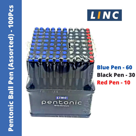 Linc Pentonic Ball Pen Assorted Display Pack - 100 Pcs
