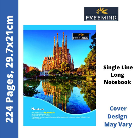 Freemind Long Notebook - Single Line, 224 Pages, 29.7x21cm (700356) - New