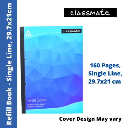 Classmate A4 Refill Book - Single Line, 160 Pages, 29.1x21 cm (2001245)