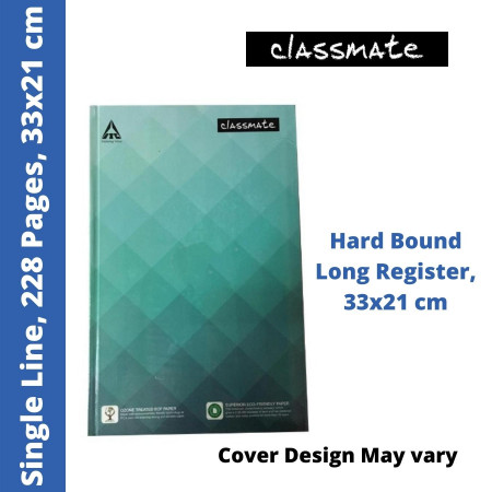 Classmate Hard Bound Notebook - Single Line, 228 Pages, 33x21 cm (2001243)