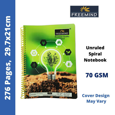Freemind Long Notebook - A4 Spiral, Unruled, 276 Pages, 29.7x21cm (704983)