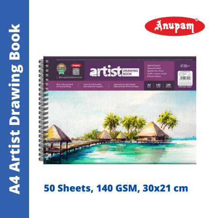 Anupam A4 Artist Drawing Book - 50 Sheets, 140 GSM (320557) - New