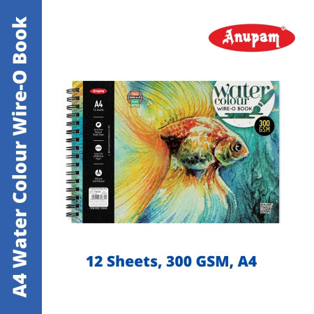 Anupam A4 Water Colour Wire-O Book - 12 Sheets, 300 GSM (328645)