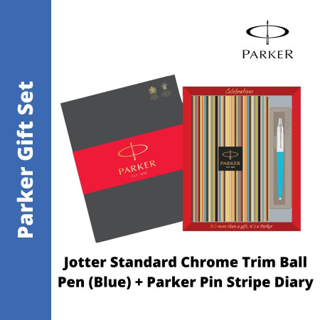 Parker Jotter Standard Chrome Trim Ball Pen (Blue) + Parker Pin Stripe Diary (MRP - Rs. 599)