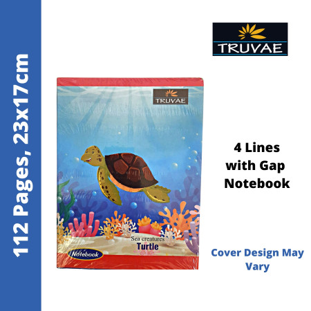 Truvae Notebook - Four Lines with Gap, 112 Pages, 23x17 cm (511)