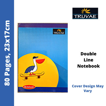 Truvae Notebook - Double Line, 80 Pages, 23x17 cm (503)