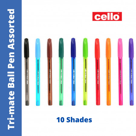 Cello Tri-mate Ball Pen Assorted - 10 Shades