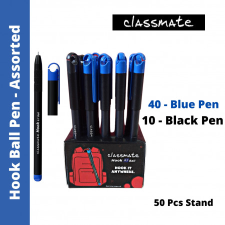 Classmate Hook 0.7mm Ball Pen - Assorted, 50 Pcs Stand (04030402)