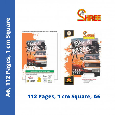 Shree A6 1cm Square Notebook - 112 Pages