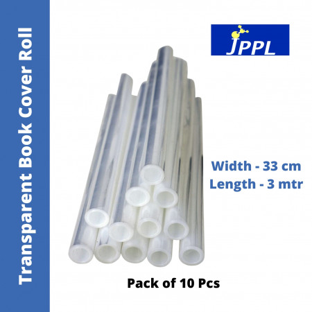 JPPL Transparent Book Cover Roll - 33 cm x 3 mtr, Pack of 10