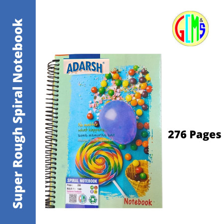 Adarash A4 Super Rough Spiral Notebook - Single Line, 276 Pages