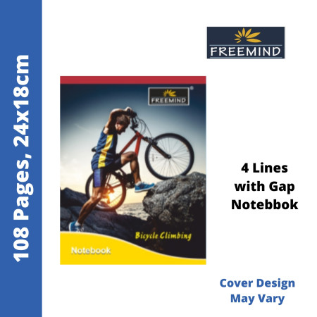 Freemind Notebook - Four Lines with Gap, 108 Pages, 24x18 cm (700185)