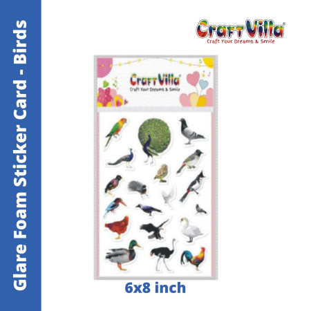 Craftvilla Glare Birds Foam Sticker Card (Size: 6''x8)