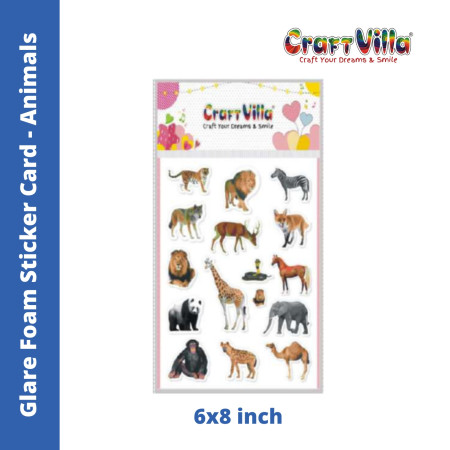 Craftvilla Glare Animals Foam Sticker Card (Size: 6''x8)