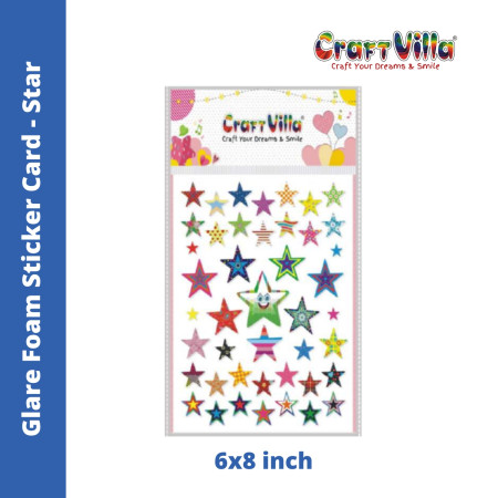 Craftvilla Glare Star Foam Sticker Card (Size: 6''x8)