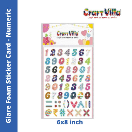 Craftvilla Glare Numeric Foam Sticker Card (Size: 6''x8)