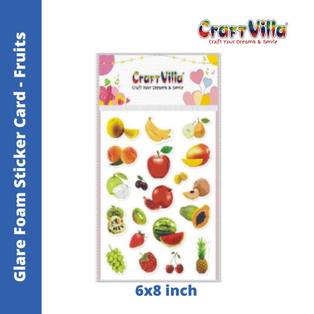 Craftvilla Glare Fruits Foam Sticker Card (Size: 6''x8)