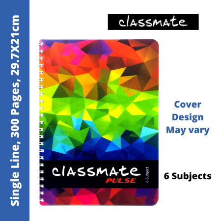 Classmate Pulse 6 Subject - Spiral, Single Line, 300 Pages, 29.7x21cm (02100123) - New