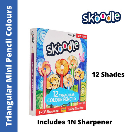 Skoodle Triangular Mini Pencil Colours - 12 Shades (SK50202)